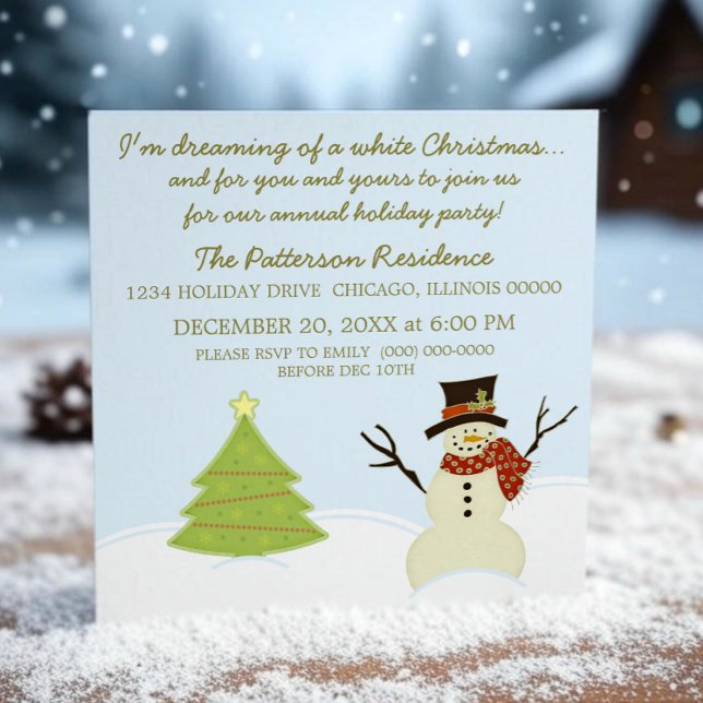 Snowman und Tree Weihnachts-Party Einladung (Snowman and Tree Christmas Party Invite)