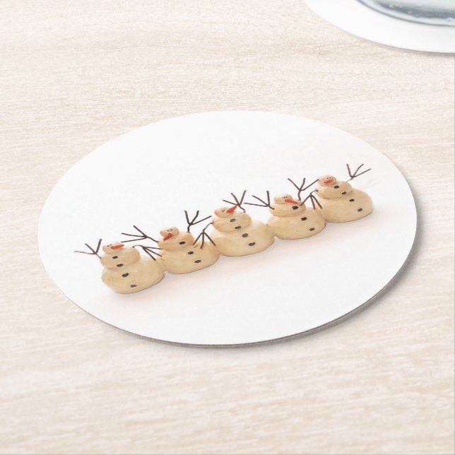 Snowman-Untersetzer Runder Pappuntersetzer (Angewinkelt)