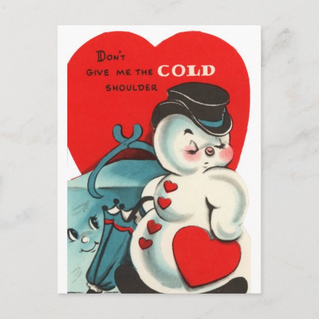Snowman Valentine Card Feiertagspostkarte (Vorderseite)