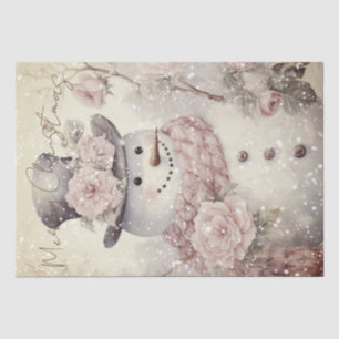 Snowman Vintag Pastell Pink Winter Weihnachten Seidenpapier