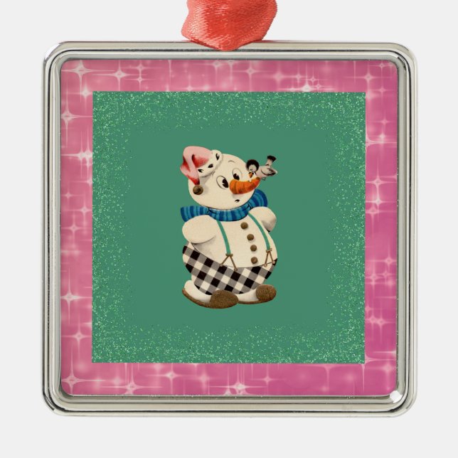 Snowman Vintage Weihnachten Ornament Aus Metall (Vorne)
