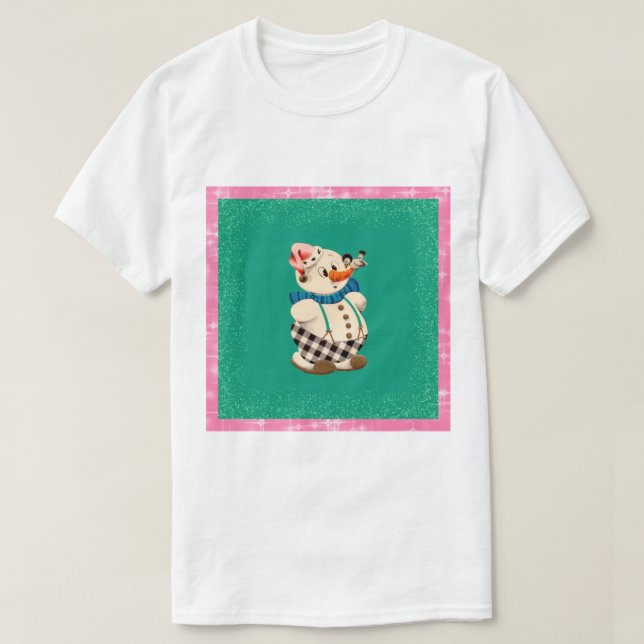 Snowman Vintage Weihnachten T-Shirt (Design vorne)