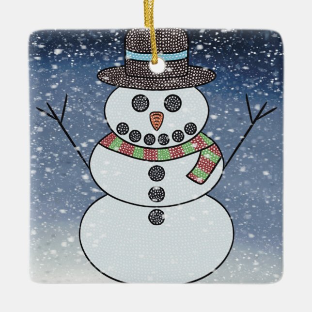Snowman w/BG - Keramik Keramikornament (Vorderseite)