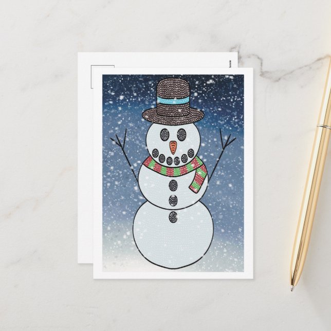 Snowman w/BG - Postkarte (Vorderseite/Rückseite Beispiel)