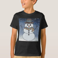 Snowman w/BG (vivid) - Boy's Basic T - Shirt