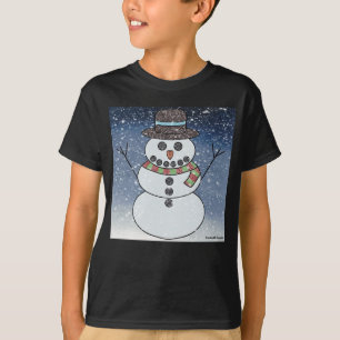 Snowman w/BG (vivid) - Boy's Basic T - Shirt