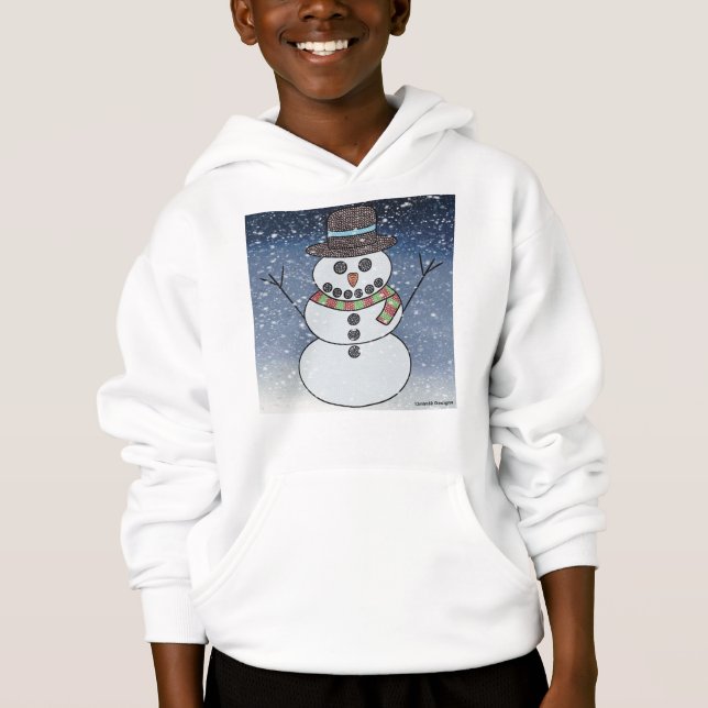 Snowman w/BG (weiß) - Boy's Hoodie (Vorderseite)