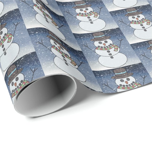 Snowman w/BG - Wrapping Paper Geschenkpapier (Rolleneckpunkt)