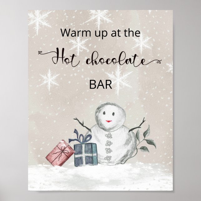 Snowman Warm auf der heißen Schokolade-Bar Poster (Vorne)