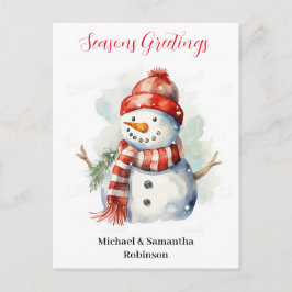 Snowman Watercolor Feiertagspostkarte