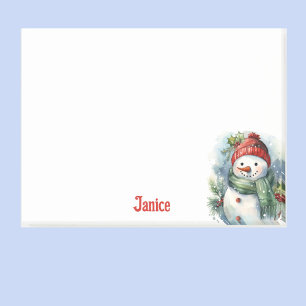 Snowman Watercolor Name Niedliches Weihnachtsgesch Post-it Klebezettel