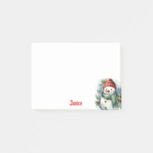 Snowman Watercolor Name Niedliches Weihnachtsgesch Post-it Klebezettel