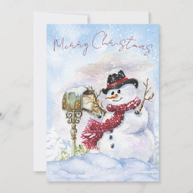 Snowman Watercolor Winter Weihnachten (Vorderseite)