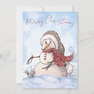 Snowman Watercolor Winter Weihnachten