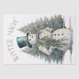 Snowman Watercolor Winter Weihnachten Seidenpapier