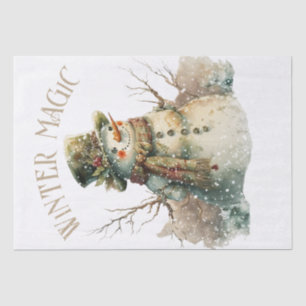 Snowman Watercolor Winter Weihnachten Seidenpapier