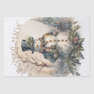 Snowman Watercolor Winter Weihnachten Seidenpapier