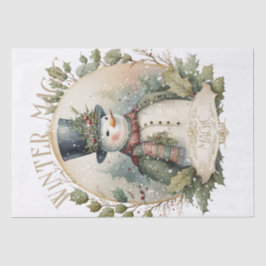 Snowman Watercolor Winter Weihnachten Seidenpapier