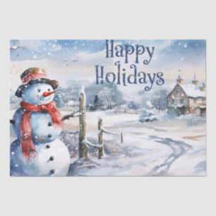 Snowman Watercolor Winter Weihnachten Seidenpapier