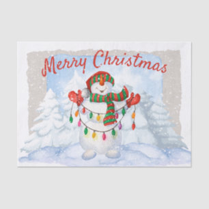Snowman Watercolor Winter Weihnachten Seidenpapier