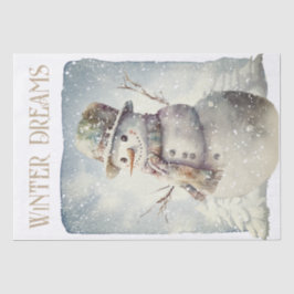 Snowman Watercolor Winter Weihnachten Seidenpapier