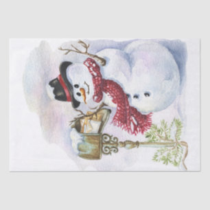 Snowman Watercolor Winter Weihnachten Seidenpapier