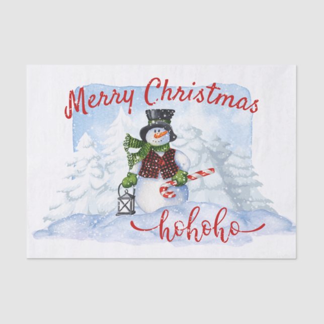 Snowman Watercolor Winter Weihnachten Seidenpapier (Vorderseite)