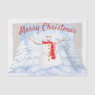 Snowman Watercolor Winter Weihnachten Seidenpapier