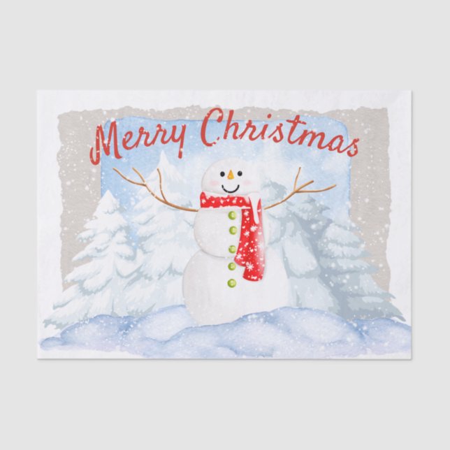 Snowman Watercolor Winter Weihnachten Seidenpapier (Vorderseite)