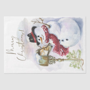 Snowman Watercolor Winter Weihnachten Seidenpapier