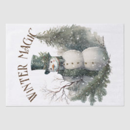 Snowman Watercolor Winter Weihnachten Seidenpapier