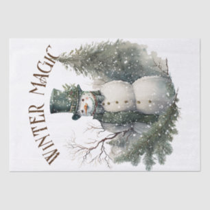 Snowman Watercolor Winter Weihnachten Seidenpapier