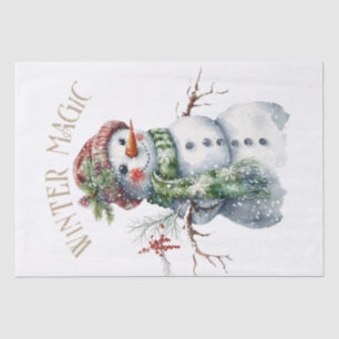Snowman Watercolor Winter Weihnachten Seidenpapier