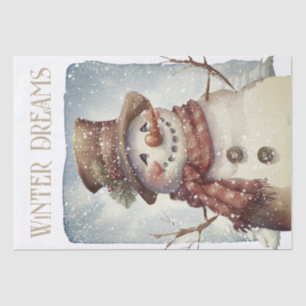 Snowman Watercolor Winter Weihnachten Seidenpapier