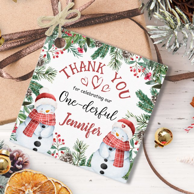 Snowman Weihnachten 1. Geburtstag Vielen Dank für  Geschenkanhänger (Von Creator hochgeladen)