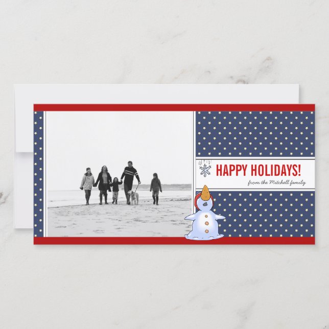 Snowman Weihnachts-Fotokarte Feiertagskarte (Vorderseite)