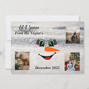 Snowman Weihnachts-Fotokarte lächelnd Feiertagskarte