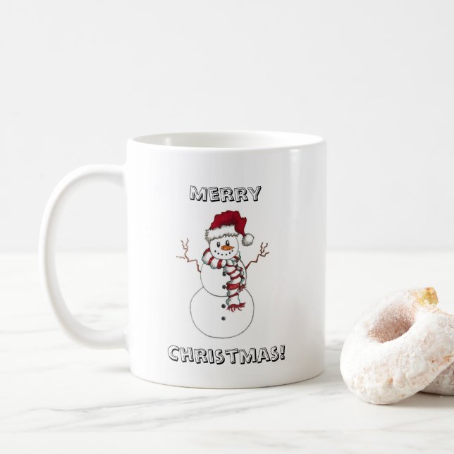 Snowman Weihnachts-Tasse Kaffeetasse (Mit Donut)