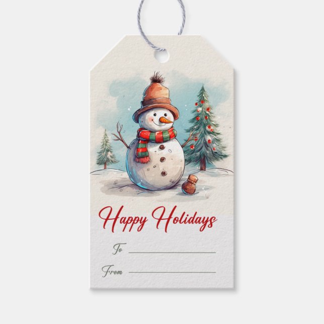 Snowman Weihnachts-Weihnachtsgeschenk Tags Geschenkanhänger (Vorderseite)