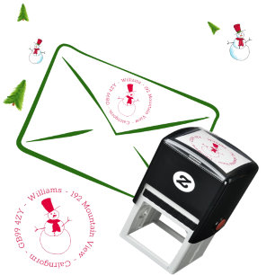 Snowman Weihnachtsadresse Selbstfarbige Briefmarke Permastempel