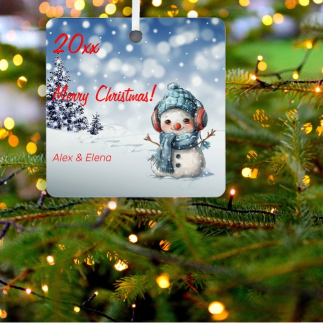 Snowman Weihnachtsbaum Schnee Metal Square Ornamen Ornament Aus Metall (Von Creator hochgeladen)