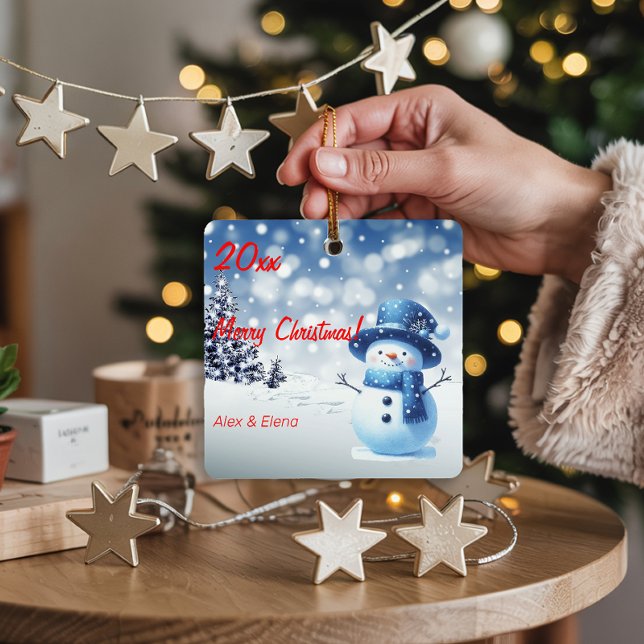 Snowman Weihnachtsbaum Schnee Metal Square Ornamen Ornament Aus Metall (Von Creator hochgeladen)