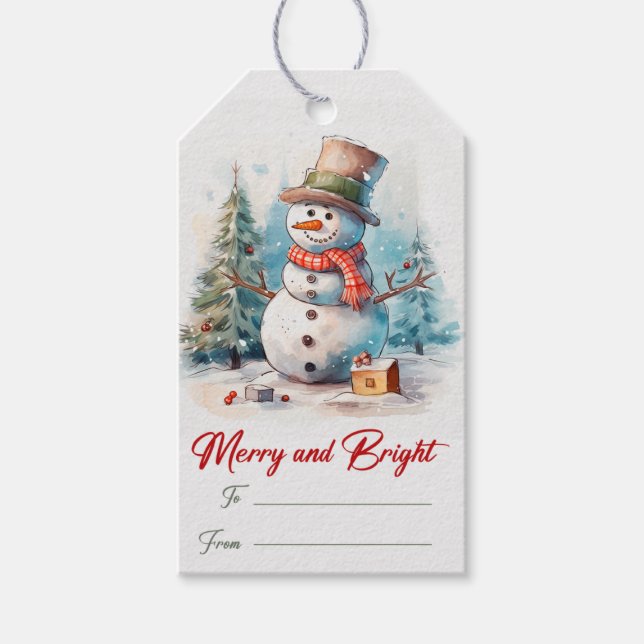 Snowman Weihnachtsfeiertag Geschenkanhänger (Vorderseite)
