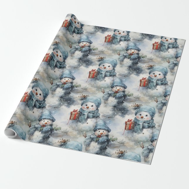 Snowman Weihnachtsgeschenk Wrapping Paper Geschenkpapier (Ungerollt)