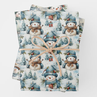 Snowman Weihnachtsgeschenk Wrapping Paper Geschenkpapier Set