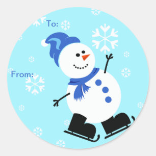 Snowman Weihnachtsgeschenke Tags Runder Aufkleber