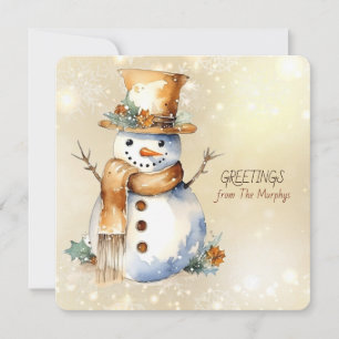 Snowman Weihnachtsgrüße aus Name Family Feiertagskarte