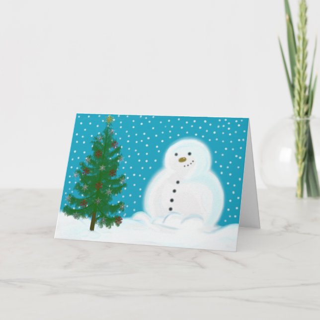 Snowman Weihnachtskarte Feiertagskarte (Vorderseite)