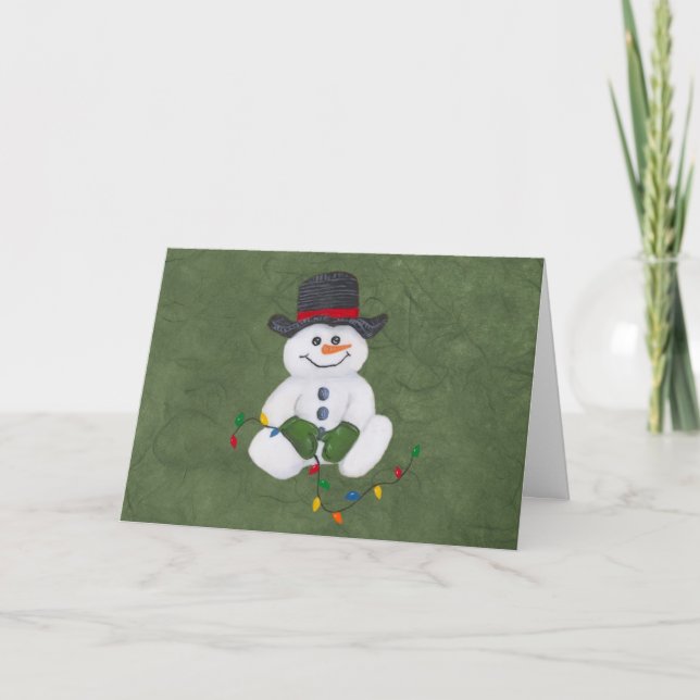 Snowman Weihnachtskarte sitzen Feiertagskarte (Vorderseite)