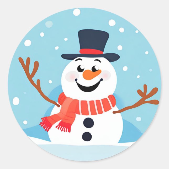 Snowman Weihnachtssticker Runder Aufkleber (Vorderseite)